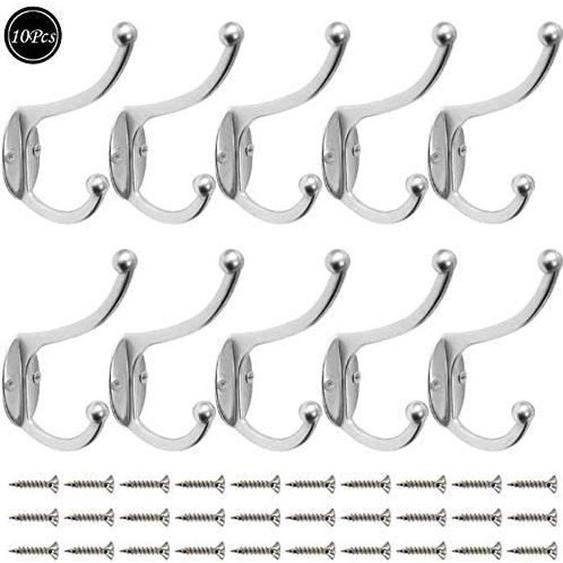 10 Pcs Rétro Crochet Patère Porte Manteau Mural Vintage Crochet de Porte Métal pour Salle de Bain Cuisine Chambre Entrée (Silver)