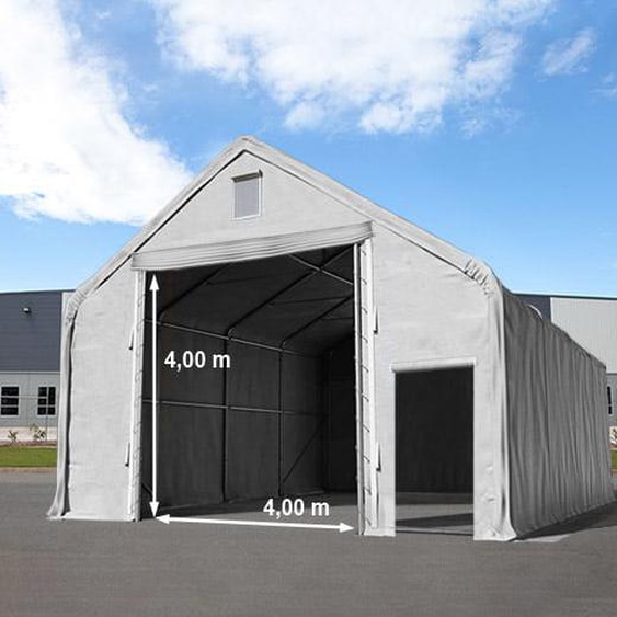 10x12 m hangar, porte 4x4 m, PRIMEtex 2300, anti-feu, gris, avec statique (type de sol : béton) - (48864)