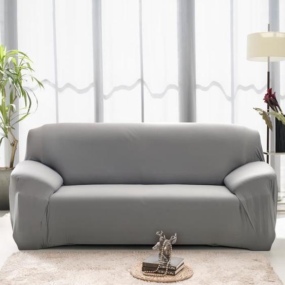 1PC Housse de Canapé Salon Couverture Extensible 3 places chaise housses Spandex Décor (Gris)