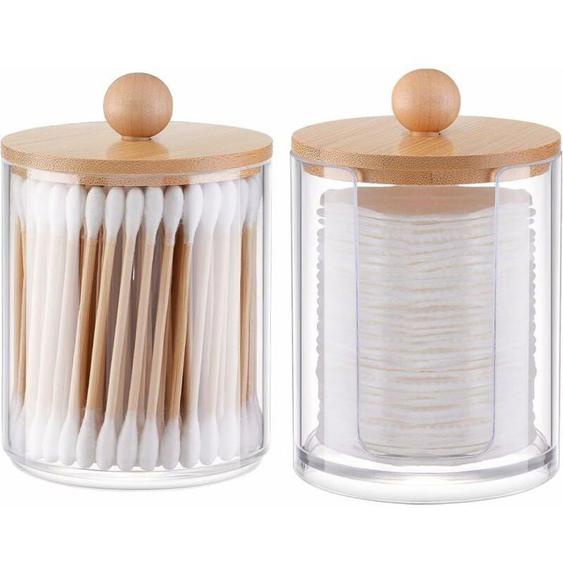 2 distributeurs de coton en acrylique bote de rangement pour coton-tige et dmaquillant couleurs multiples ABRI DE JARDIN