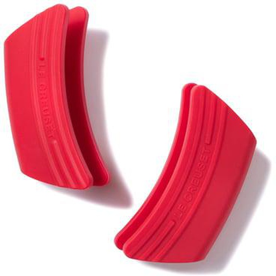 2 poignées en silicone CERISE rouge