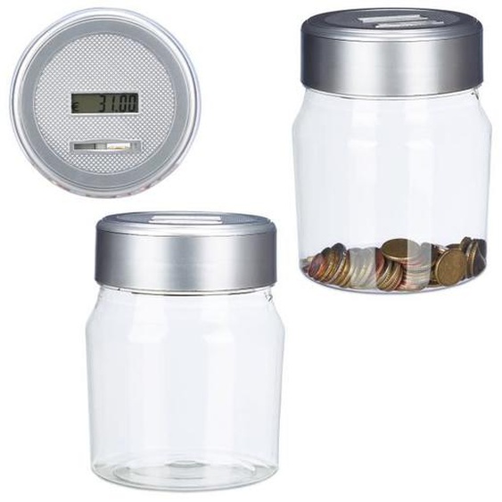 2 x Spardose mit Zähler, zählendes Sparschwein m. Display, digitaler Münzzähler, Euro, Geschenk, 1,2l, transparent