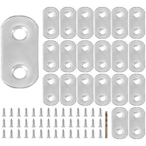 21pcs 1.42 X 0.63inch Straight Brace, Support Plat En Acier Inoxydable, Attelle En Métal Pour Chaise De Bureau En Bois