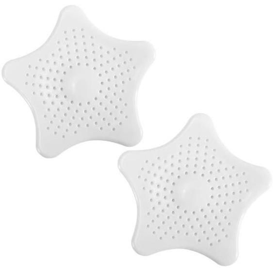 2x Passoire Filtre Filtrer déchets étoile de mer blanc 15cm flexible pour évier lavabo baignoire sol cuisine salle de bain