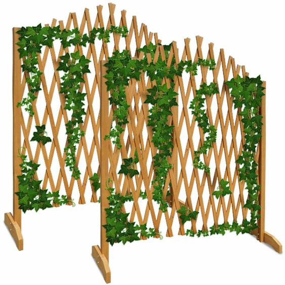 No Brand - 2x Treillage Jardin Brun 180x107cm Support Plantes grimpantes Brise-Vue Pliable Clôture de Jardin Treillis Extensible Bois Pare-Vue