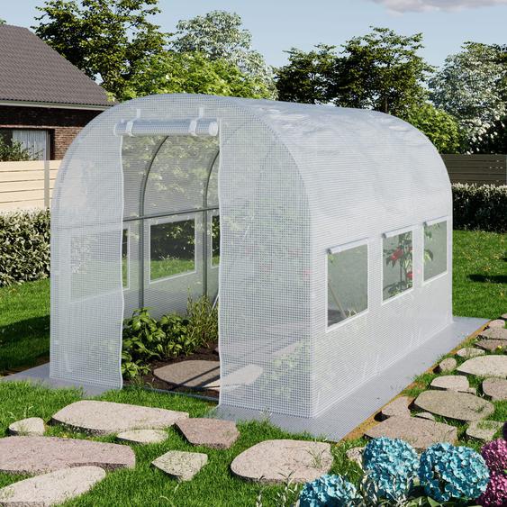 2x3m Serre tunnel, Bâche PE, blanc - (8940)