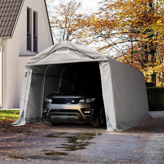 3,3x4,8 m, Tente garage, PVC 800, H. 2,1 m, gris, avec statique (type de sol : béton) - (68316)