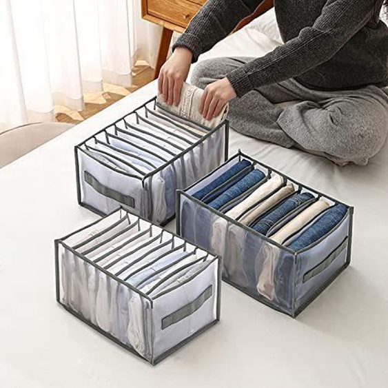 3 Pièces Boîte de Rangement  Diviseurs de Tiroir de Vêtement Lavable Pliables Jeans Organisateur de Tiroir Boîte de rangement