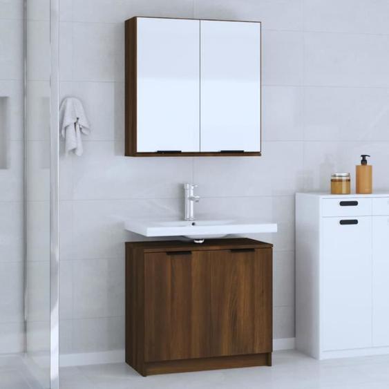 3115867  vidaXL Meubles de salle de bain 2 pcs Chêne marron Bois dingénierie