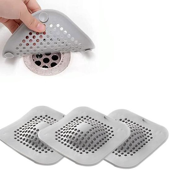 3Pcs Protection de Drain,Filtre Evier de Cuisine avec Ventouse,Filtre Cheveux Douche Attrape,Filtre DéVier Salle de Bain-Gris