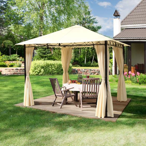 3x3 m Tonnelle de jardin, acier, toit souple, champagne - (300216)