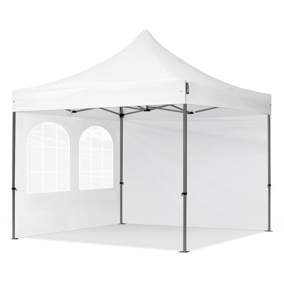 3x3 m Tonnelle pliante Acier, PES 750, côtés avec fenêtres, blanc - (600035)