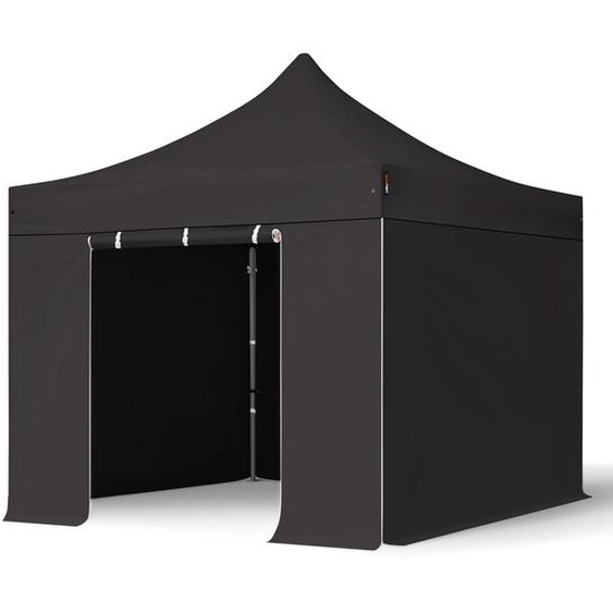 3x3 m Tonnelle pliante Acier, PES 750, côtés sans fenêtre, noir - (600003)