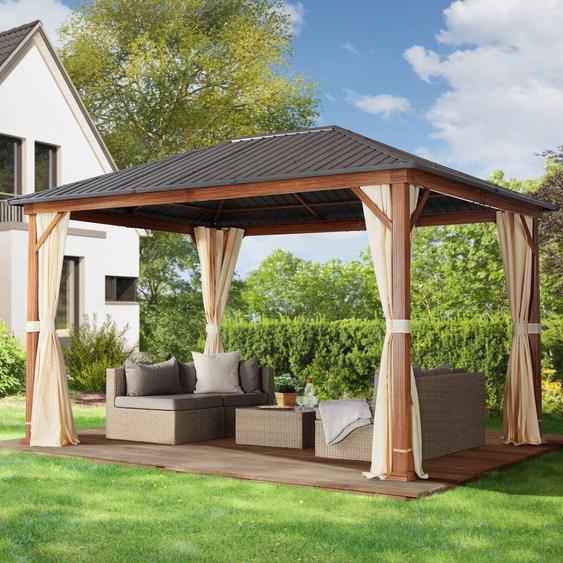 3x4 m, Tonnelle de jardin, Forest Superior, champagne, imitation chêne - (300183)