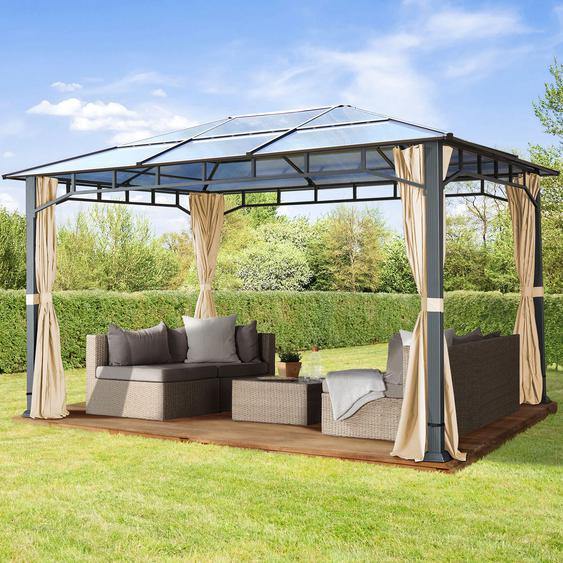 3x4 m, Tonnelle de jardin, Sunset Deluxe, toit rigide, champagne - (300160)