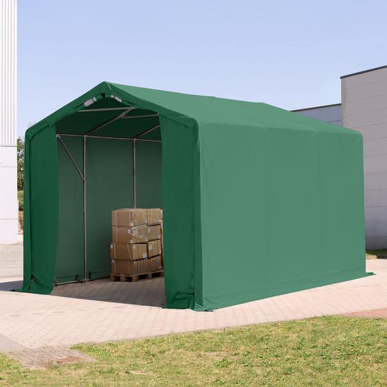 3x6 m hangar, PVC 850, H. 3 m avec portes à fermeture éclair, vert foncé, avec statique (type de sol : terre) - (93840)