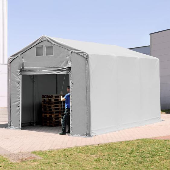 3x6 m hangar, PVC 850, H. 3m avec porte actionnée par traction, gris, avec statique (type de sol : terre) - (93844)