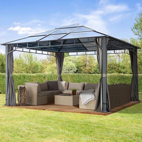 4x4 m, Tonnelle de jardin, Sunset Deluxe, toit rigide, gris - (300170)