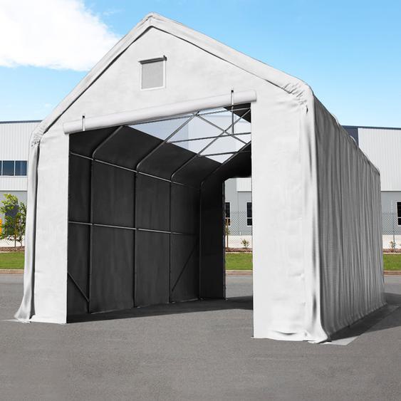 4x8 m hangar avec fenêtres dans le toit, porte 3x3 m, PRIMEtex 2300, anti-feu, gris, avec statique (type de sol : terre) - (49830)