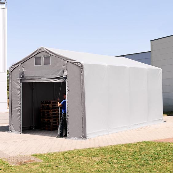 4x8 m hangar, PRIMEtex 2300, anti-feu, H. 3m avec porte actionnée par traction, gris, sans statique - (79980)