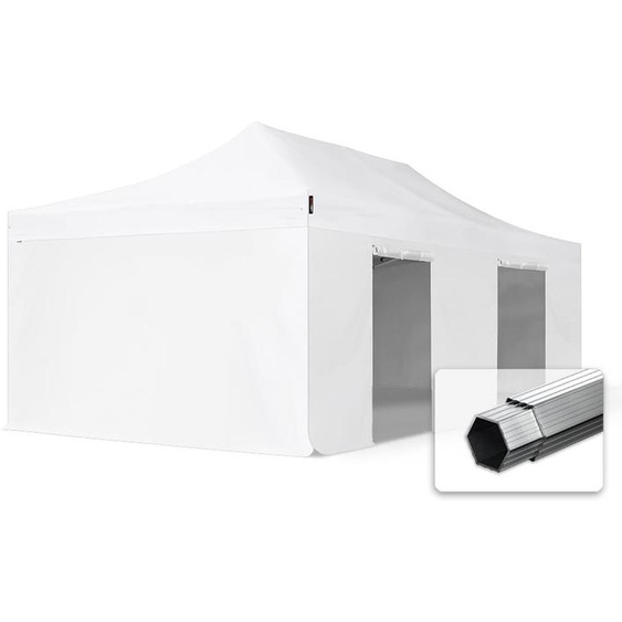 4x8 m Tonnelle pliante Alu, PVC 850, anti-feu, côtés sans fenêtre, blanc - (5578690)