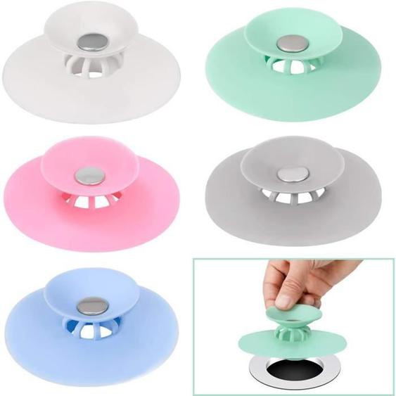 5 Pcs Bouchons de Vidange Bouchon de Baignoire Universel Bouchon Dévier en Silicone pour lavabo Salle de Bain Cuisine