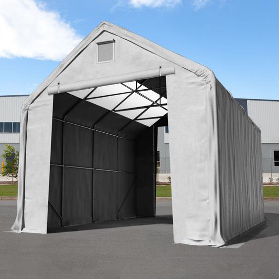 5x10 m hangar avec fenêtres dans le toit, porte 3x3,4 m, PRIMEtex 2300, anti-feu, gris, avec statique (type de sol : terre) - (49832)