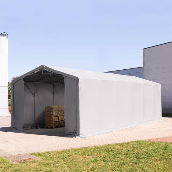 5x12 m hangar, PVC 850, H. 3 m avec portes à fermeture éclair, gris, sans statique - (79884)