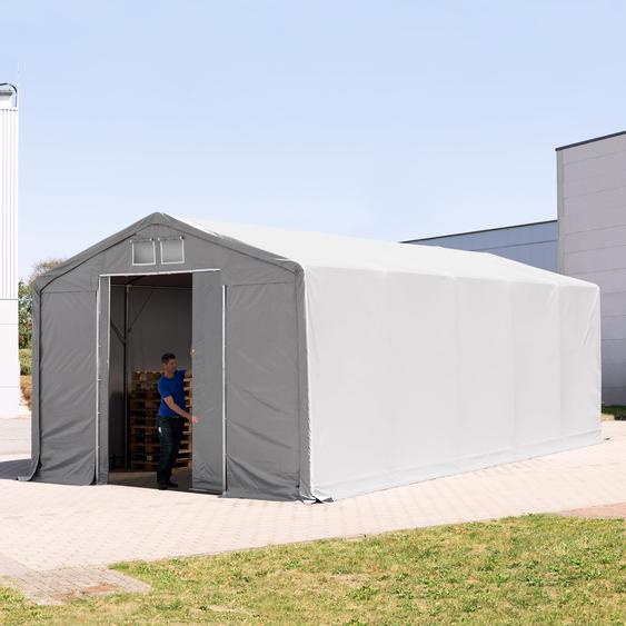 6x10 m hangar, PRIMEtex 2300, anti-feu, H. 3 m avec porte coulissante, gris, avec statique (type de sol : béton) - (94205)