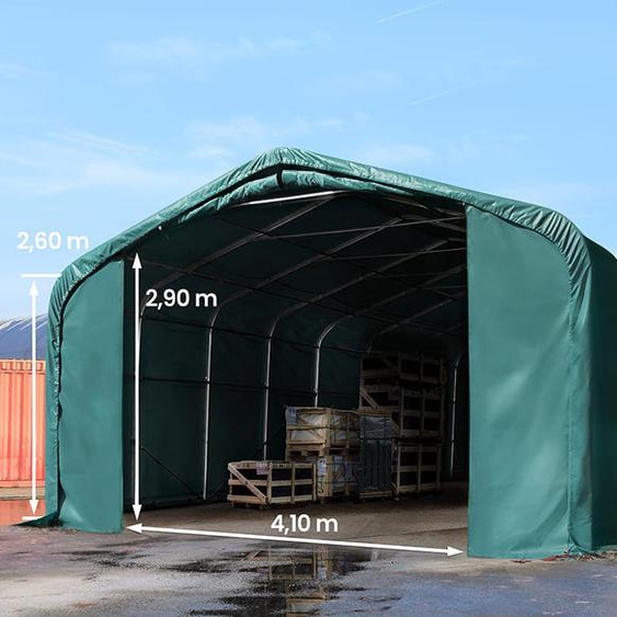 6x12 m hangar, porte 4,1x2,9 m, toile PRIMEtex 2300, anti-feu, vert foncé, avec statique (type de sol : béton) - (49421)