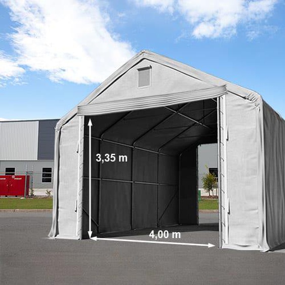 6x12 m hangar, porte 4x3,35 m, PRIMEtex 2300, anti-feu, gris, avec statique (type de sol : béton) - (48848)