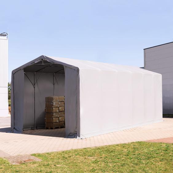 6x12 m hangar, PRIMEtex 2300, anti-feu, H. 4 m avec portes à fermeture éclair, gris, avec statique (type de sol : terre) - (93975)