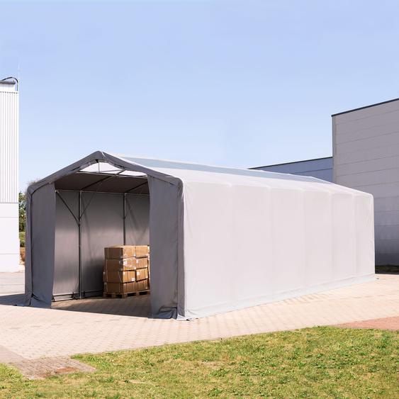 6x12 m hangar, PVC 850, H. 3 m avec portes à fermeture éclair et fenêtres dans le toit, gris, sans statique - (79914)