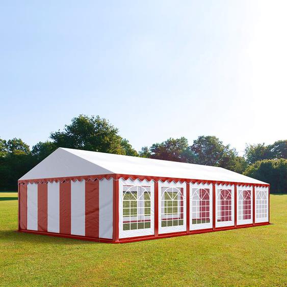 6x12 m tente de réception, PVC 700, H. 2 m, rouge-blanc - (6059)