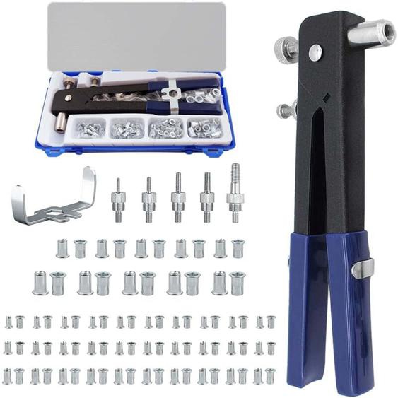 86 pcs Piet à Écrou à Riveter Piet à Écrou à Rivet avec 5 Broches M3 M4 M5 M6 M8 Kit de Piet à Riveter Kit dÉcrou à Riveter Piet à Écrou de Rivet