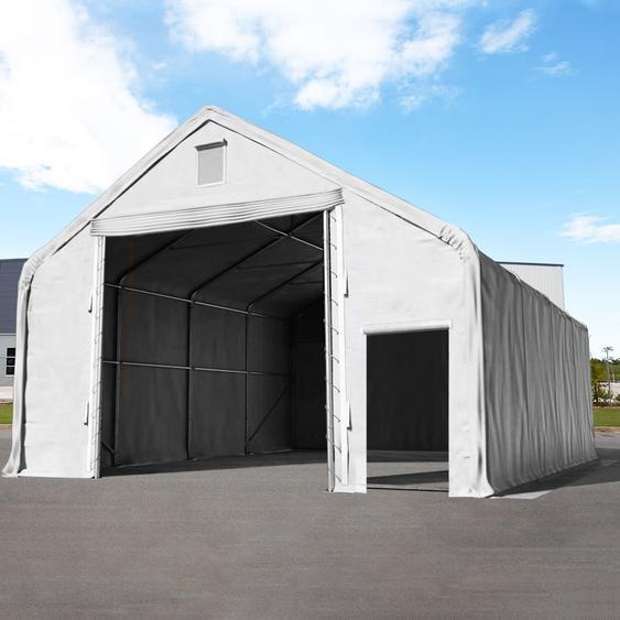 8x12 m hangar, porte 4x3,4 m, PRIMEtex 2300, anti-feu, gris, avec statique (type de sol : terre) - (48680)