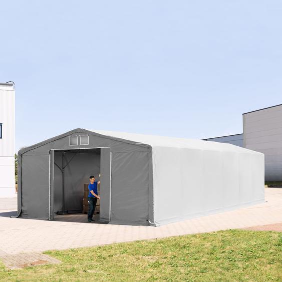 8x12 m hangar, PRIMEtex 2300, anti-feu, H. 3 m avec porte coulissante, gris, sans statique - (80006)