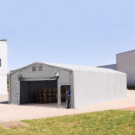 8x12 m hangar, PRIMEtex 2300, anti-feu, H. 3m avec porte actionnée par traction, gris, avec statique (type de sol : béton) - (94216)