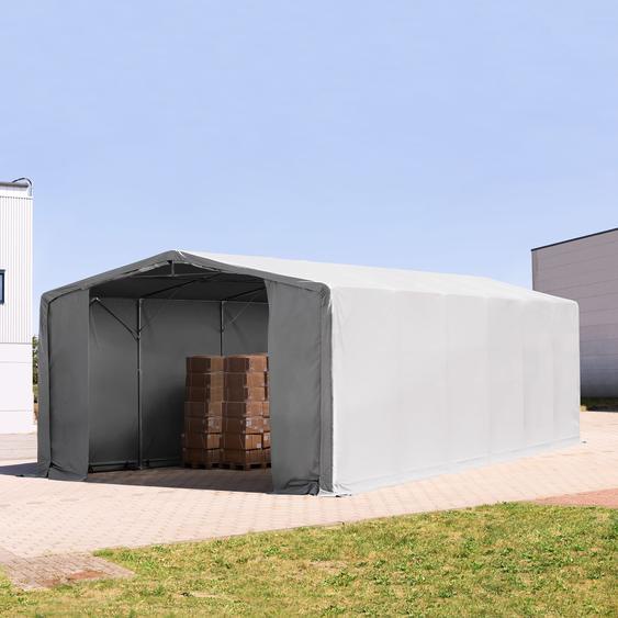 8x12 m hangar, PRIMEtex 2300, anti-feu, H. 4 m avec portes à fermeture éclair, gris, sans statique - (80019)