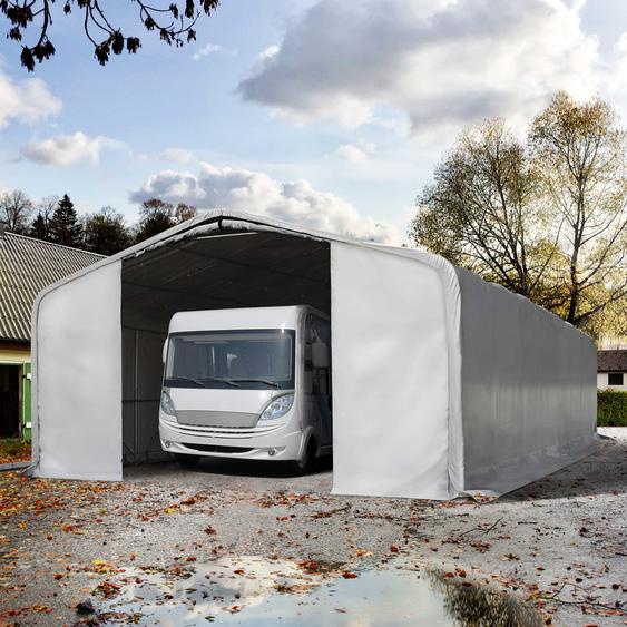 8x24 m, Tente garage de stockage, PVC 850, porte 4,0x3,6 m, gris, sans statique - (99501)