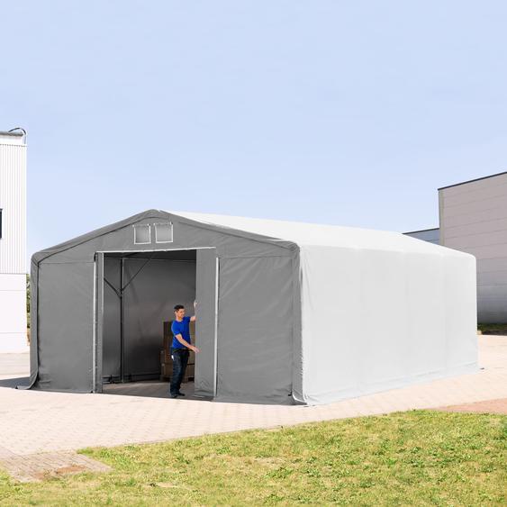 8x8 m hangar, PRIMEtex 2300, anti-feu, H. 3 m avec porte coulissante, gris, sans statique - (80003)