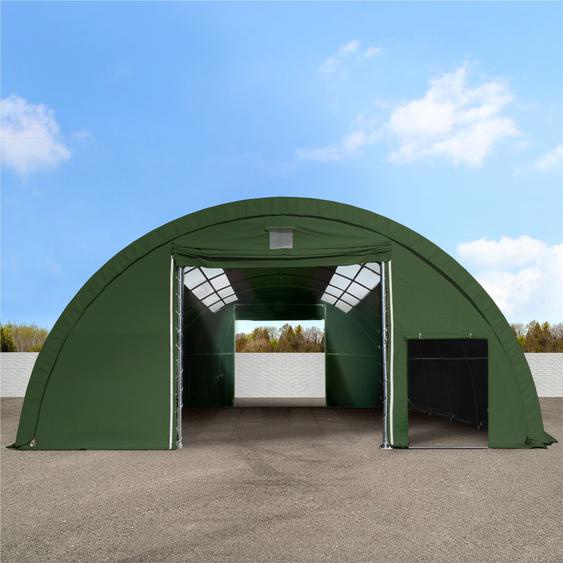 9,15x10 m tunnel agricole avec fenêtres dans le toit (châssis 2m), H. 4,5 m, PRIMEtex 2300, vert foncé - (49674)