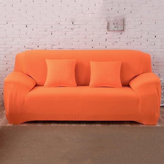 90-140cm Housse de canape 1 places avec accoudoirs,Housse de fauteuil, extensible, Couverture de Canapé Bonbon Orange