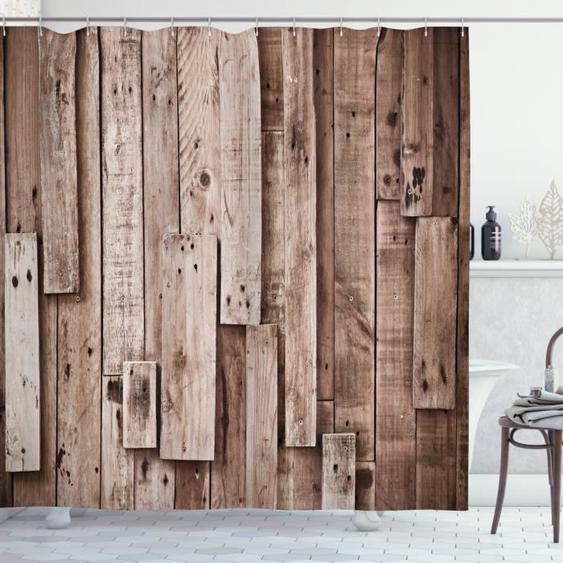 Abakuhaus En bois Rideau de Douche, Vintage Barn Art Floor, 175 x 200 CM, Gris brun