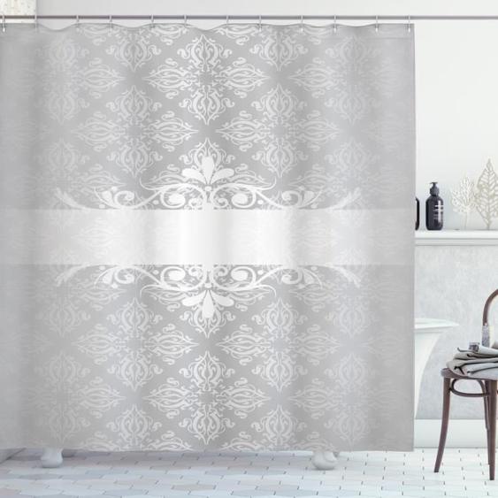 ABAKUHAUS Gris Rideau de Douche, Classique Floral Scroll, 175 cm x 180 cm, gris