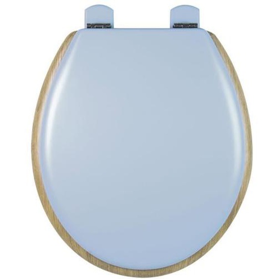 Abattant de toilettes - OLFA - Rétro pastel Bleu - 41.5 à 47 cm x 38 cm - Bois réticulé - Fixation universelle