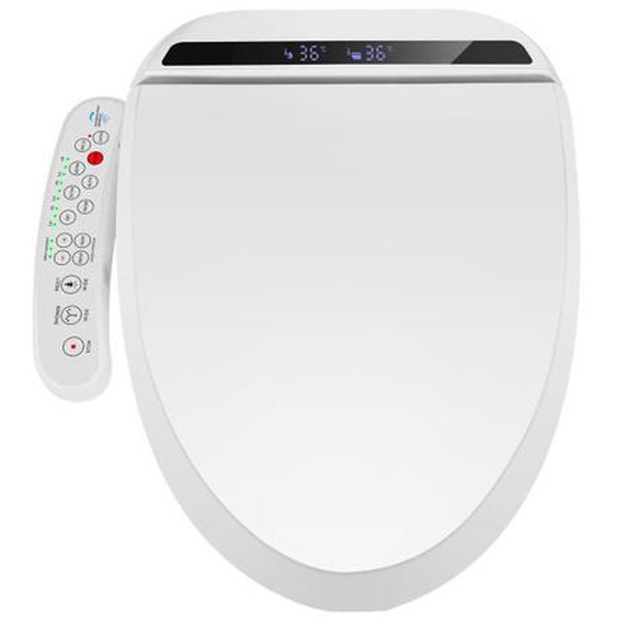 Abattant WC Intelligent Siège de Toilette avec Buse Écran LCD Température Réglable Séchage à Chaud Couvercle Toilette Blanc