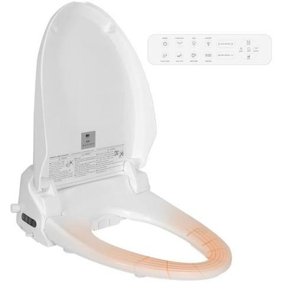 Abattant WC Intelligent Siège de Toilette avec Buse Écran LCD Température Réglable Séchage à Chaud Couvercle Toilette Blanc