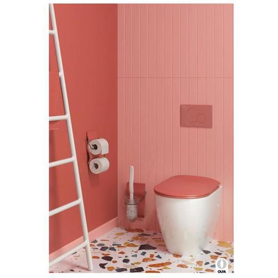 Abattant WC - OLFA - Wood Slim - Bois réticulé® - Terracotta - Déclipsable - Fixation par le dessus