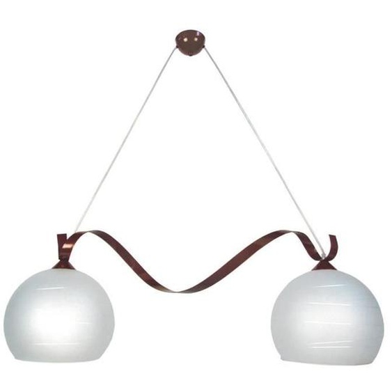 ACTUELLE A-Lustre poutre métal  marron Abat-jour: globe verre satiné 2 ampoules E27 urbain P100xD100xH35cm